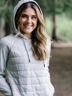 Zyia Active Women's Quilted Pullover Hoodie - Gray